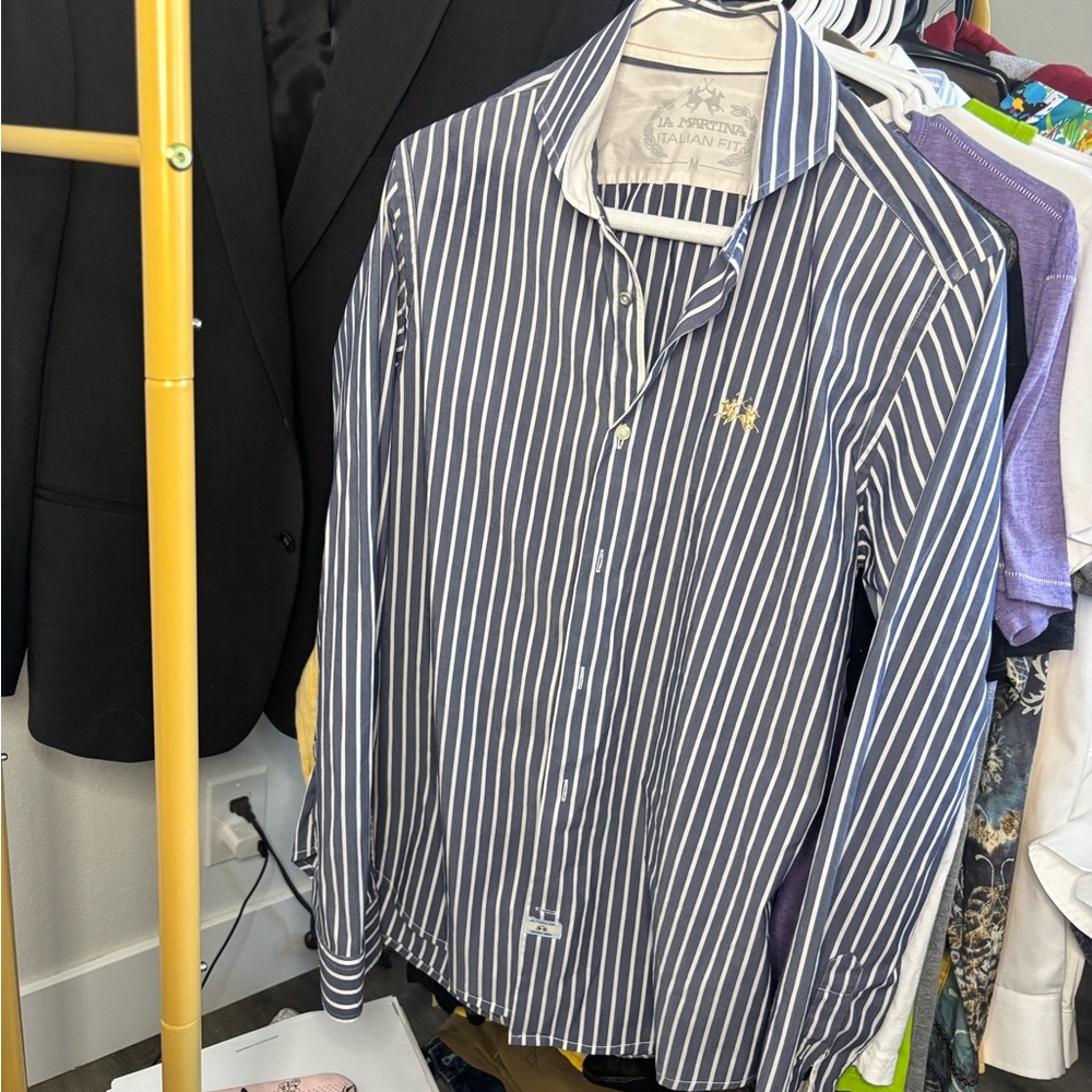 La Martina Men's Navy Striped Shirt Jacket